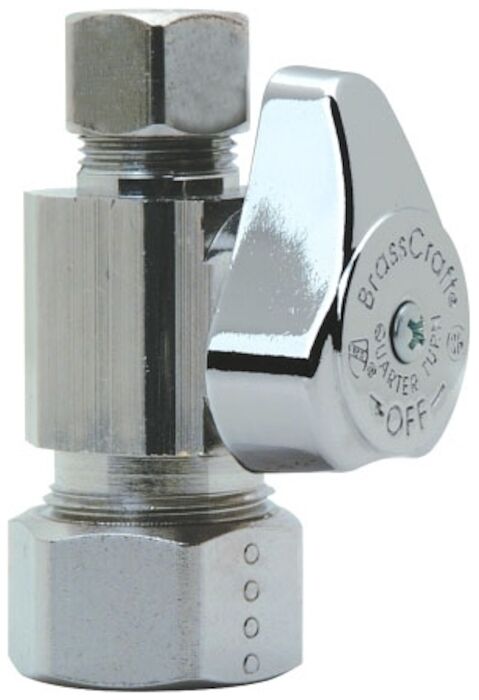 G2CR11X C  1/4 in X 3/8 in Chrome Plated Quarter Turn Straight Stop Straight Stop Valve