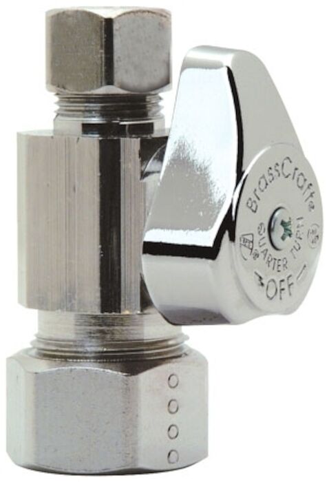 G2CR14X C  1/2 in X 3/8 in Chrome Plated Quarter Turn Straight Stop Straight Stop Valve