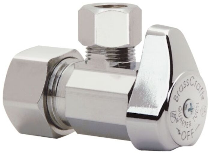 G2CR19X C  1/2 in X 3/8 in Chrome Plated Quarter Turn Angle Stop Angle Stop Valve