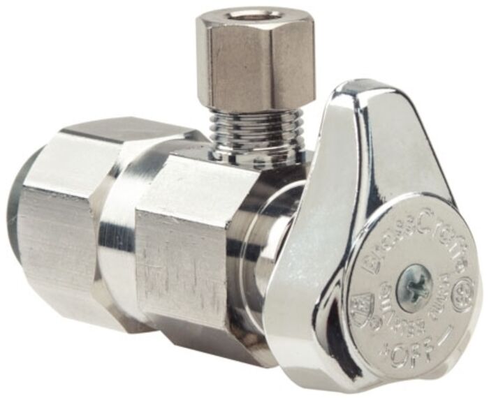 G2PS09X C  1/2 in X 1/4 in Chrome Plated Quarter Turn Angle Stop Angle Stop Valve