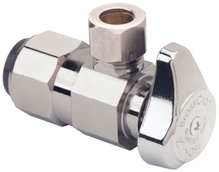 G2PS19X C  1/2 in X 3/8 in Chrome Plated Quarter Turn Angle Stop Angle Stop Valve