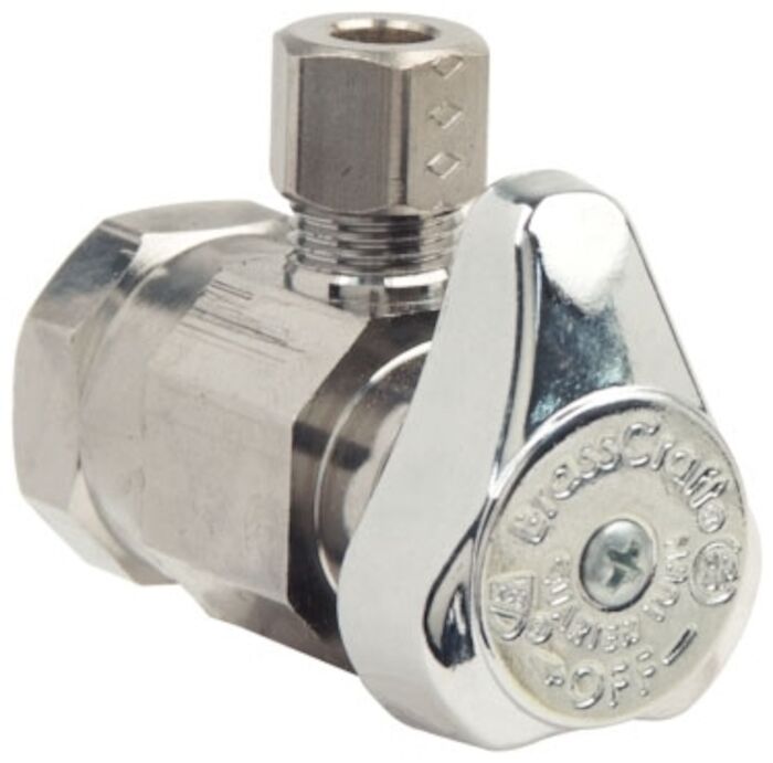 G2R07X C  1/2 in X 1/4 in Chrome Plated Quarter Turn Angle Stop Angle Stop Valve