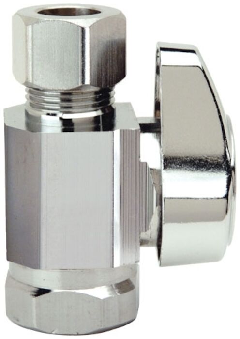 G2R10X C  3/8 in X 3/8 in Chrome Plated Quarter Turn Straight Stop Straight Stop Valve