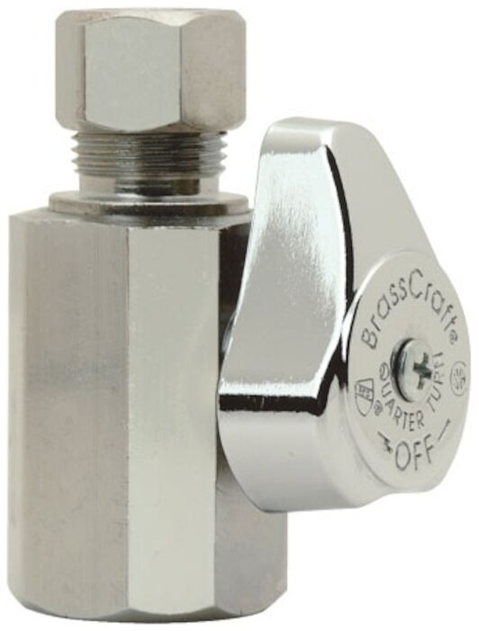 G2R12X C  1/2 in X 3/8 in Chrome Plated Quarter Turn Straight Stop Straight Stop Valve