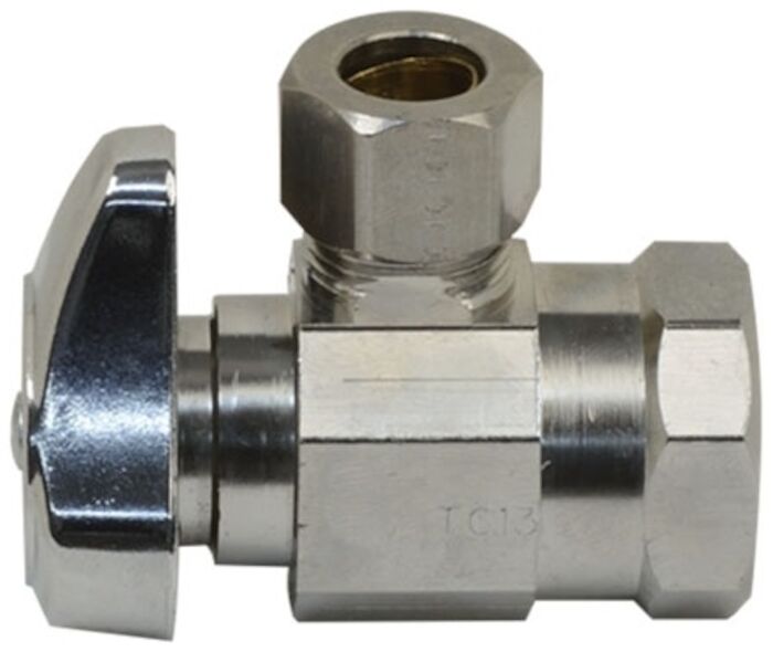 G2R17X C  1/2 in X 3/8 in Chrome Plated Quarter Turn Angle Stop Angle Stop Valve