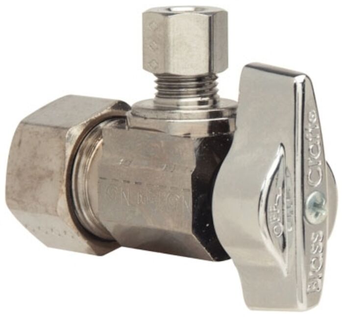 KTCR09X C  1/2 in X 1/4 in Chrome Plated Quarter Turn Angle Stop Angle Stop Valve