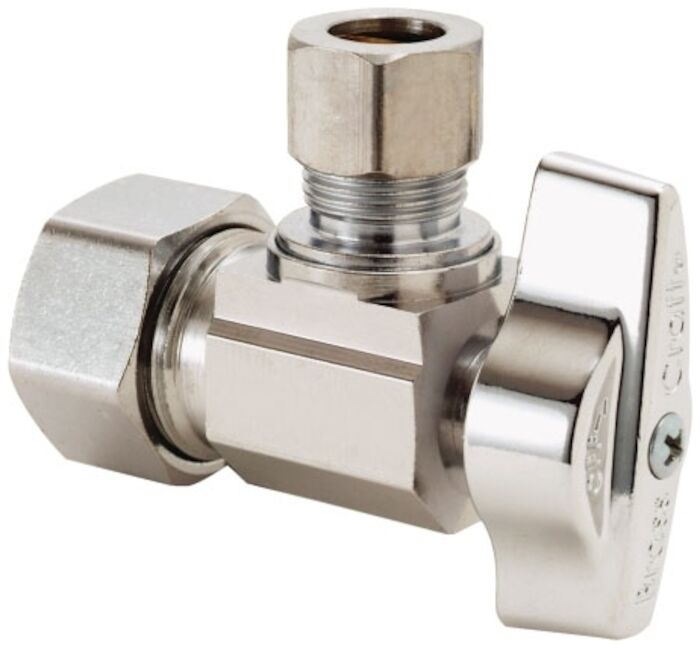 KTCR19X C  1/2 in X 3/8 in Chrome Plated Quarter Turn Angle Stop Angle Stop Valve