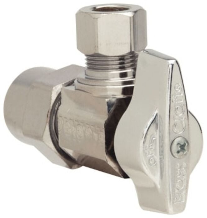 KTPR19X C  1/2 in X 3/8 in Chrome Plated Quarter Turn Angle Stop Angle Stop Valve