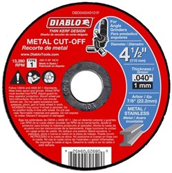 Dbd045040101f Diablo Tools 4-1/2 Cut-off Wheel Type 1 CAT500D,008925094524