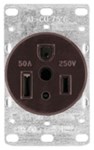 1254-BOX Eaton Power/Single Flush Straight Blade 250 Volts Black Glass Reinforced Nylon Electrical Receptacle ,1254-BOX