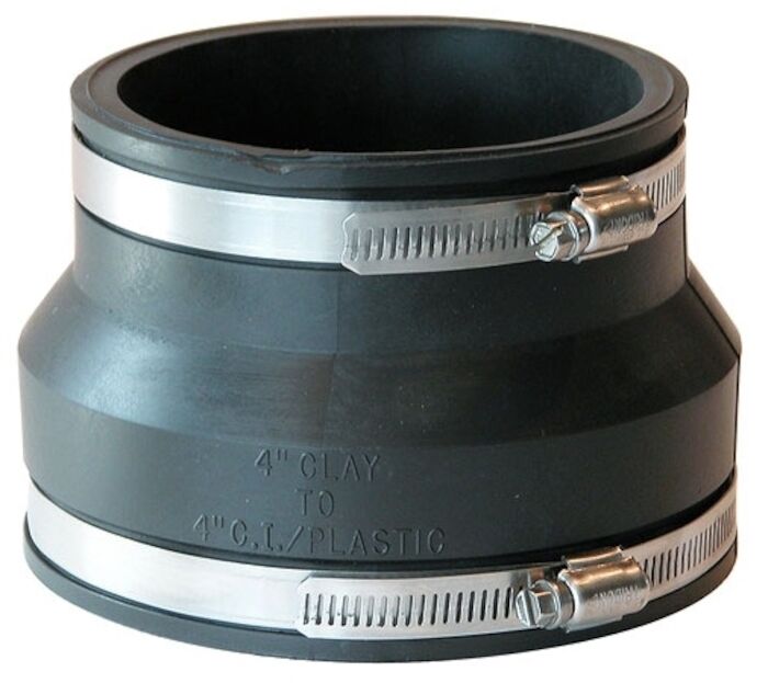 Fernco Fernco 4 in PVC, Stainless Steel Clamp Coupling F/4 Clay To 4