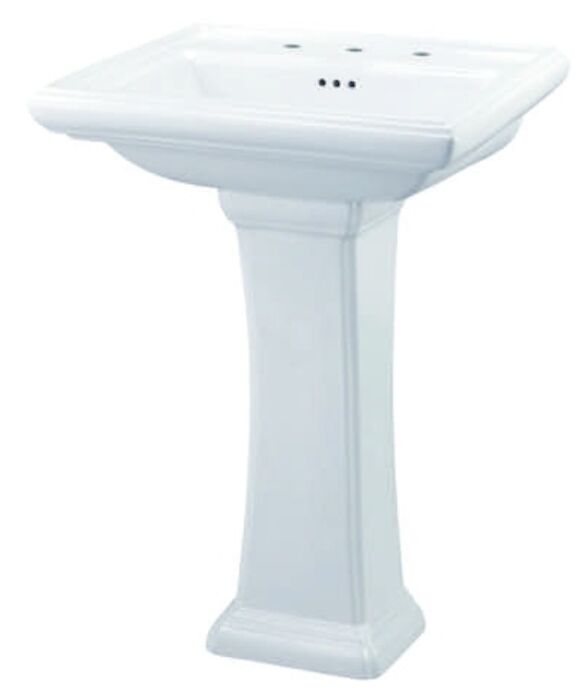 G0012555  White Logan Square 3 Hole 4 in Center Pedestal Sink 