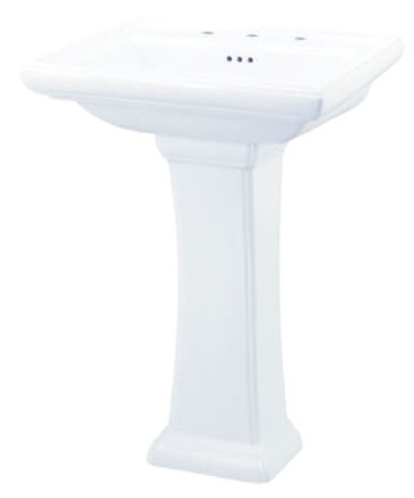 G0012559  White Logan Square 3 Hole 8 in Center Pedestal Sink 