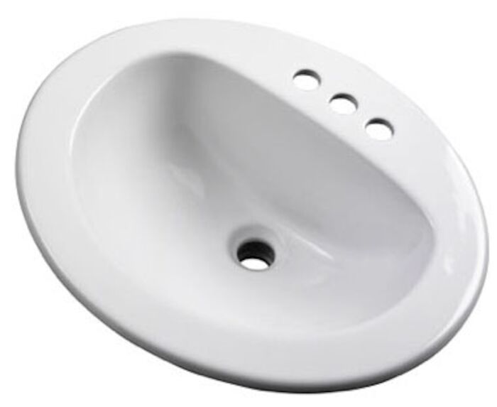 G0012834CH  Maxwell White 20 in X 17 in Oval 3 Hole Self-Rimming Bathroom Sink 