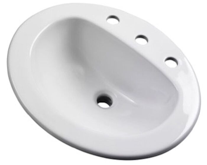 G0012838CH  Maxwell White 3 Hole Self-Rimming Bathroom Sink 