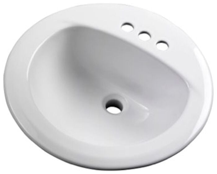 G0012884CH  Maxwell White 3 Hole Counter Top Bathroom Sink 