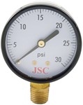1400 30# 2 Inch Pressure Gauge Drawn Steel Casing & Ring. Brass Bourbon Tube & Movement. Good For Any Pressure Medium That Does Not Attack Brass - Use Siphon With Steam. 1/4 Mipt Bottom Connection ,1727,GG30 JONES1A20,G302,G60030,PG2-30,25009804,G030