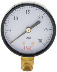 1400 30# 2 Inch Pressure Gauge Drawn Steel Casing & Ring. Brass Bourbon Tube & Movement. Good For Any Pressure Medium That Does Not Attack Brass - Use Siphon With Steam. 1/4 Mipt Bottom Connection ,1727,GG30 JONES1A20,G302,G60030,PG2-30,25009804,G030