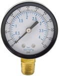 1402 60# 2 Inch Pressure Gauge Drawn Steel Casing And Ring. Brass Bourbon Tube And Movement. Good For Any Pressure Medium That Does Not Attack Brass - Use Siphon With Steam. 1/4 Mipt Bottom Connection 