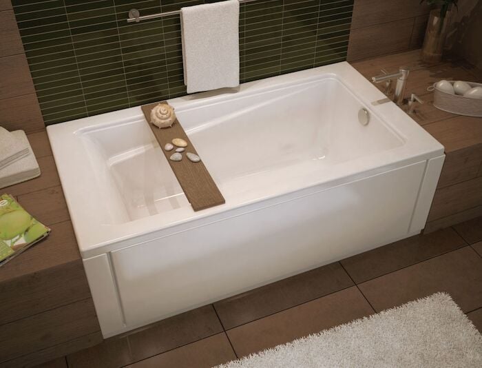 106170-000-001 Exhibit 59.875 in X 36 in Drop-In Bathtub With End Dra in White 