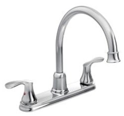 40617 Moen Cornerstone ADA Polished Chrome Lead Free 8 in Centerset 4 Hole 2 Handle Kitchen Faucet Without Side Spray ,