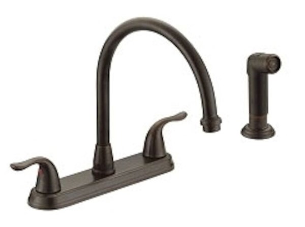 P4B-260ORB Matco ADA Oil Rubbed Bronze Lead Free 8 in Centerset 4 Hole 2 Handle Kitchen Faucet With Matching Spray