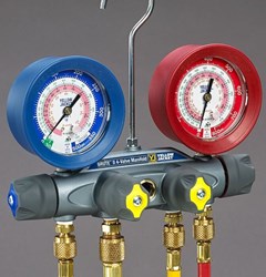 46010 Brute II 3-1/2 in Gauge R-22/R-404A/R-410A Manifold ,