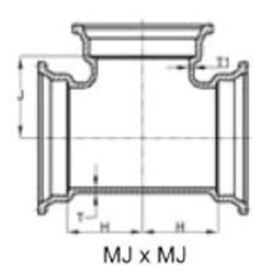 SSB 10 C153 DI MJ X MJ X MJ Tee Mechanical Joint L/Acc ,IMJT10,DMT1010,CMJT1010,68300940,FDIMJT1010,FDI