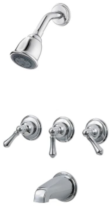 G01-81BC0  CHROME THREE HANDLE TUB AND SHOWER 