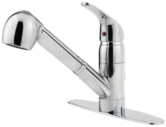 Pfirst Series 1-Handle Pull-Out Kitchen Faucet in Polished Chrome 1 OR 3 HOLE