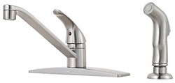 Pfirst Series 1-Handle Kitchen Faucet with Side Spray in Stainless Steel ,
