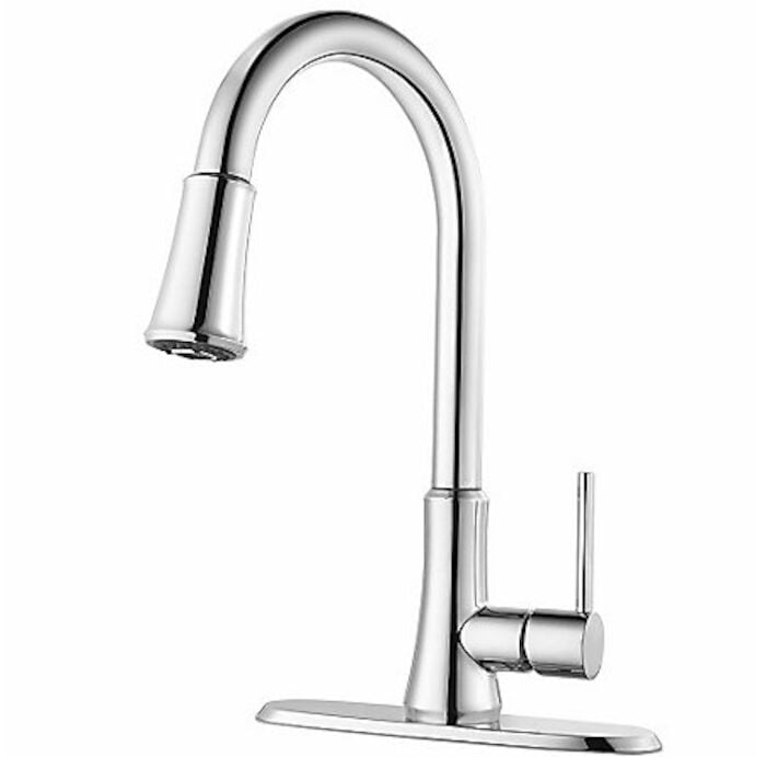 Pfirst Series 1-Handle Pull-Down Kitchen Faucet in Polished Chrome 1 OR 3 HOLE