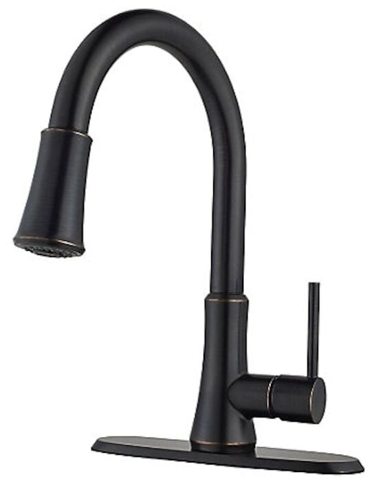 Pfirst Series 1-Handle Pull-Down Kitchen Faucet in Tuscan Bronze 1 OR 3 HOLE