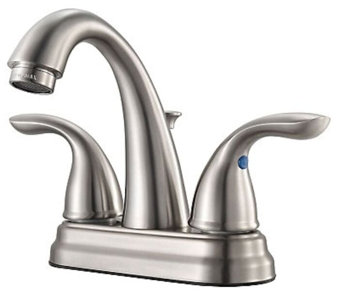 Pfirst Series 2-Handle 4" Centerset Bathroom Faucet in Brushed Nickel 3 HOLE