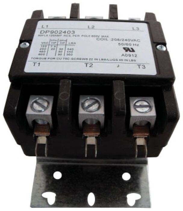 Supco 3 Pole 90 Amps Full Load/120 Amps Locked Rotor 240 Volts Contactor
