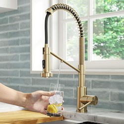 KPF-1610SFACB Kraus Bolden Single Handle 18-Inch Commercial Kitchen Faucet With Dual Function Pull-Down Sprayhead In Spot-Free Antique Champagne Bronze ,