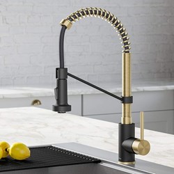 KPF-1610SFACBMB Kraus Bolden Single Handle 18-Inch Commercial Kitchen Faucet With Dual Function Pull-Down Sprayhead In Spot-Free Antique Champagne Bronze/Matte Black Finish ,