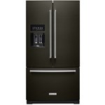 26.8 cu. ft. 36-Inch Width Standard Depth French Door Refrigerator with Platinum Interior, Faux Wood platter pocket, Exterior Ice and Water and PrintShield&#226;„&#162; Black Stainless finish ,,,
