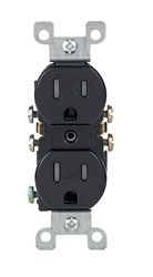 T5320-E Leviton Duplex Straight Blade 125 Volts Black Thermoplastic Electrical Receptacle ,