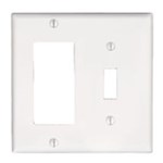 80405-W Leviton White 2 Gang 1-Toggle Switch/1-Decora/GFCI Standard Wall Plate ,L80405W,48826,80405W