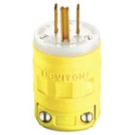 1447 Leviton 15 Amp 125 Volt Plug Industrial Grade Straight Blade Dustguard Grounding Yellow ,1447