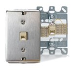40223-S Leviton Stainless Steel 6-Position 4-Conductor Surface Phone Jack ,
