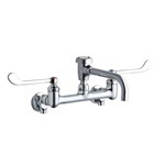 Elkay Service/Utility 8" Centerset Wall Mount Faucet w/7" Vented Spt 6" Wristblade Handles 1/2" Offset Inlets+Stop ,