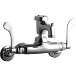 Elkay Service/Utility Single Hole Wall Mount Faucet w/3" Bucket Hook Spout 6" Wristblade Handles 2" Inlet Chrome ,