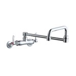 Lk945Ds20L2T Elkay Commercial Foodservice 3-8 In Adjustable Centers Wall Mount Faucet With Double Swing Spout 2 In Lever Handles 2 In Inlet Chrome ,094902394633