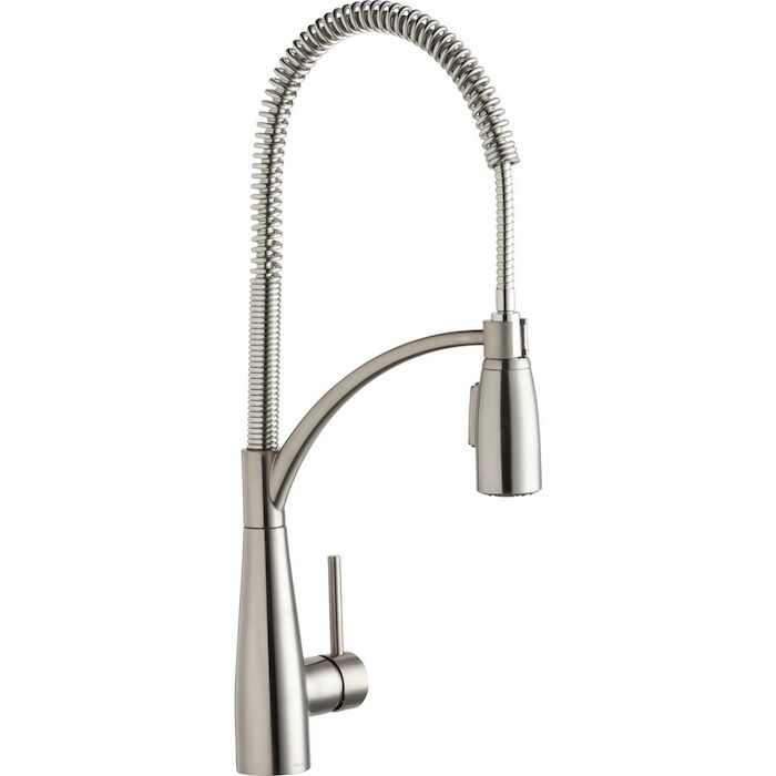 Avado Single Hole Kitchen Faucet with Semi-professional Spout Forward Only Lever Handle, Lustrous Steel AVADO, STAINLESS STEEL LOOK, SEMI PROFESSIONAL, Lead free, no lead, low lead, leadfree, lead-free, NSF, NSF372, NSF 372, lead