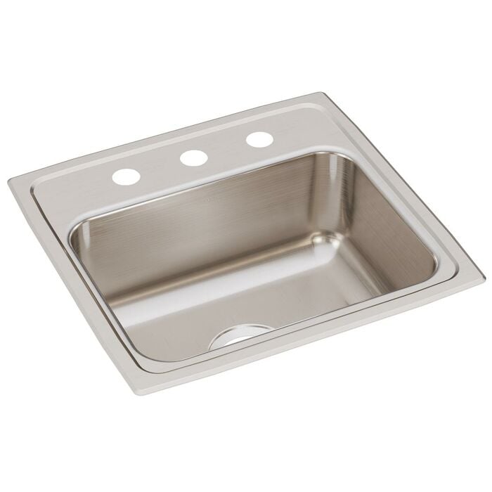 Lr19183 19 X 18 X 7-1/4, 18 Gauge,  Lustertone Single Bowl, Three Hole Installation, 3-1/2 Drain Opening, Self-Rimming GOURMET, Lustertone