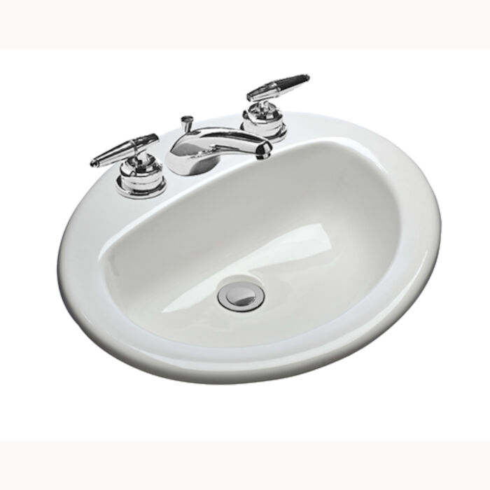 Mansfield 237-4 White Vitreous China Oval Drop-In Bathroom Sink 17x8x20.5 in. 