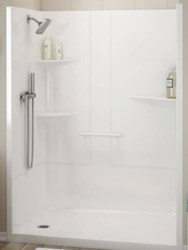 107003-SLR-000-001 Maax Allia 60 in X 34.5 in X 79 in 2-Piece Shower With Left Seat Right Dra in White ,