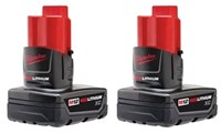 48-11-2412 Milwaukee M12 Redlithium 12 Volts Power Tool Battery 2 Pack ,MB12